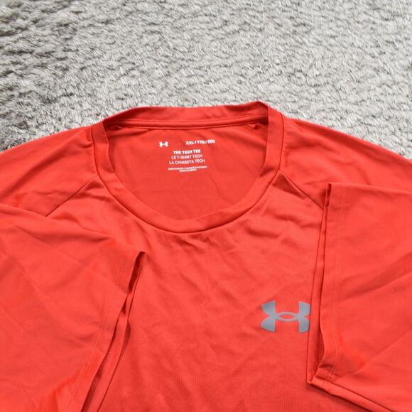 Under Armour Men's Adult Sz 2XL Tee Shirt T Red Tech Tee Gym Run Athletic Casual - Picture 6 of 8